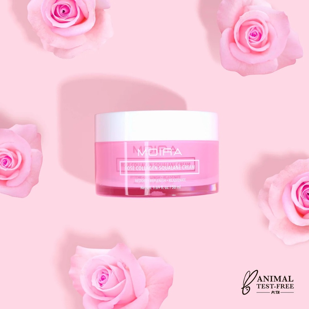 MOFFA Rose Collagen Squalane Cream - Pink Hydrating Moisturizer